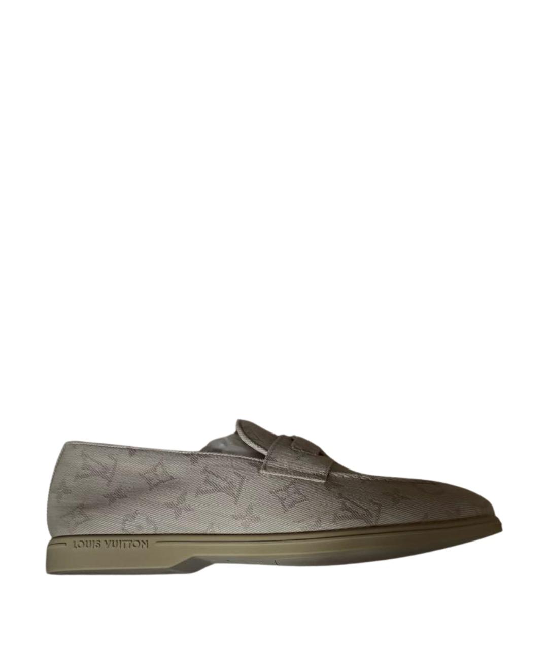 LOUIS VUITTON Бежевые текстильные лоферы, фото 1