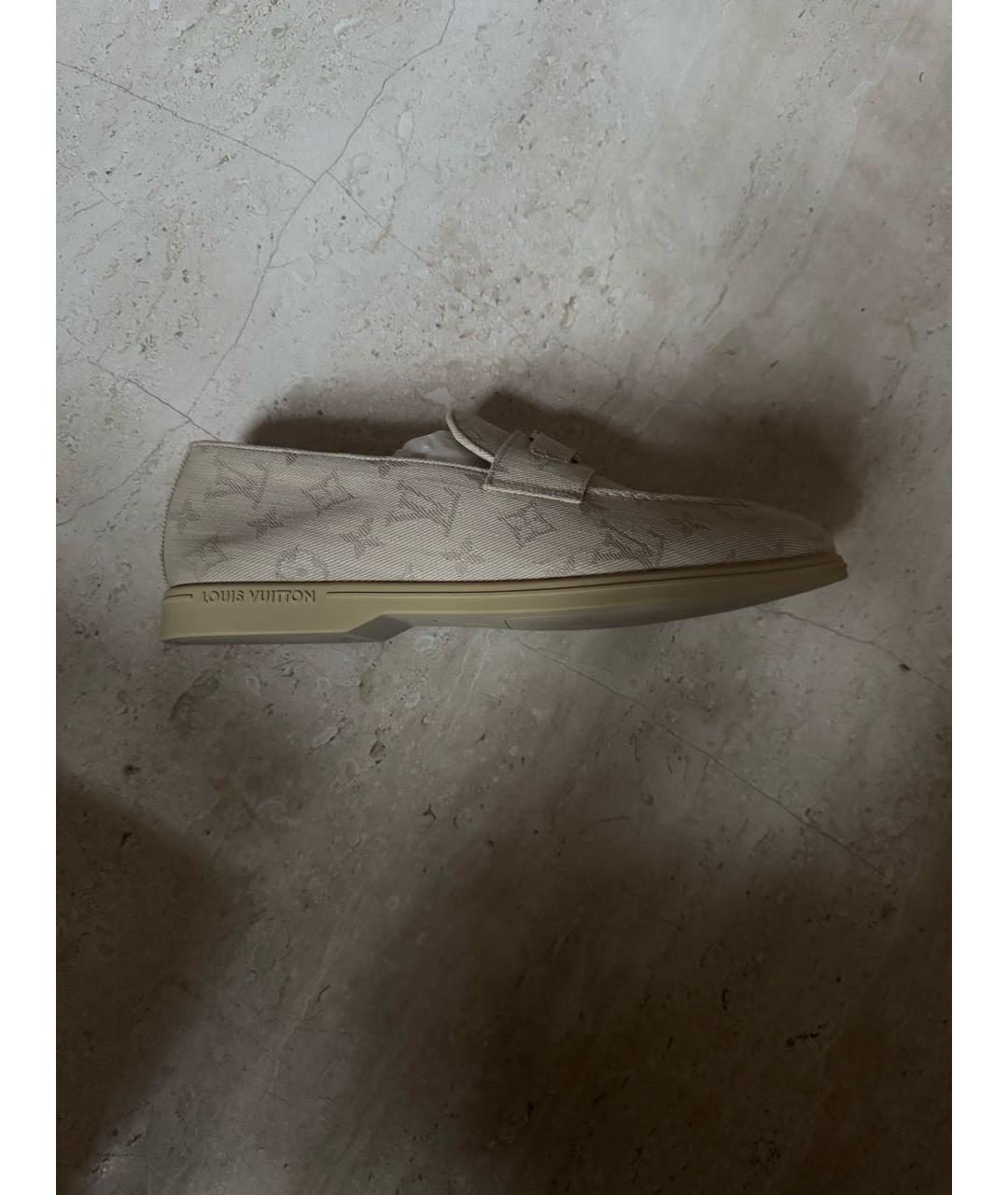 LOUIS VUITTON Бежевые текстильные лоферы, фото 6