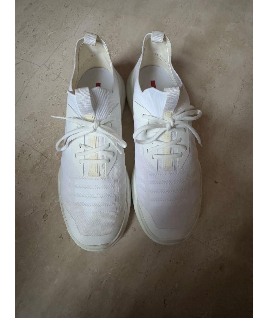 PRADA Белые текстильные низкие кроссовки / кеды, фото 2