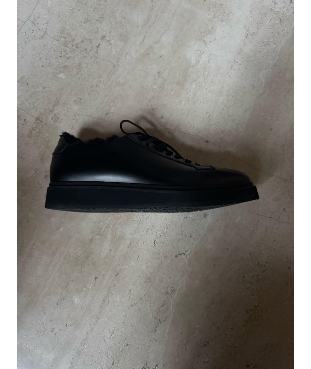 SANTONI Черные кожаные низкие ботинки, фото 5