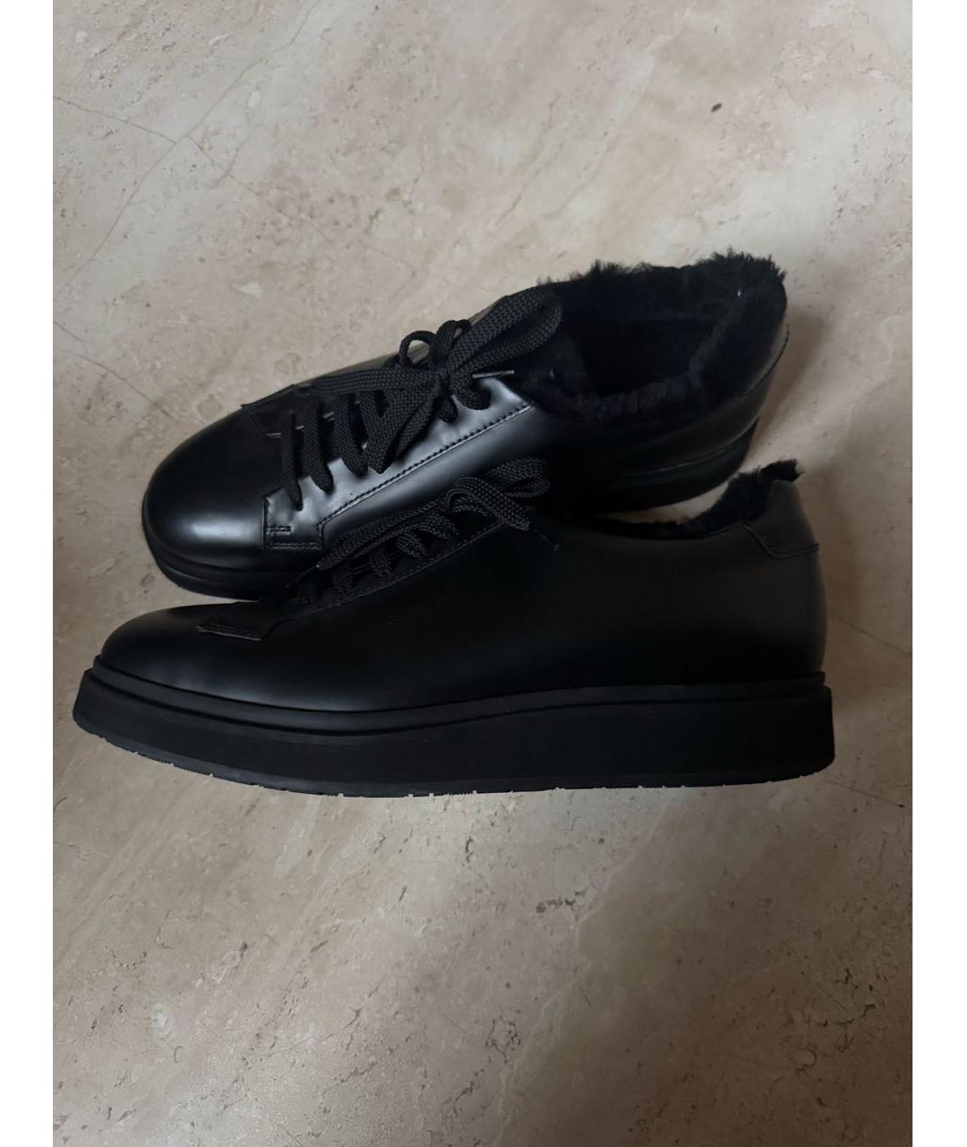 SANTONI Черные кожаные низкие ботинки, фото 3