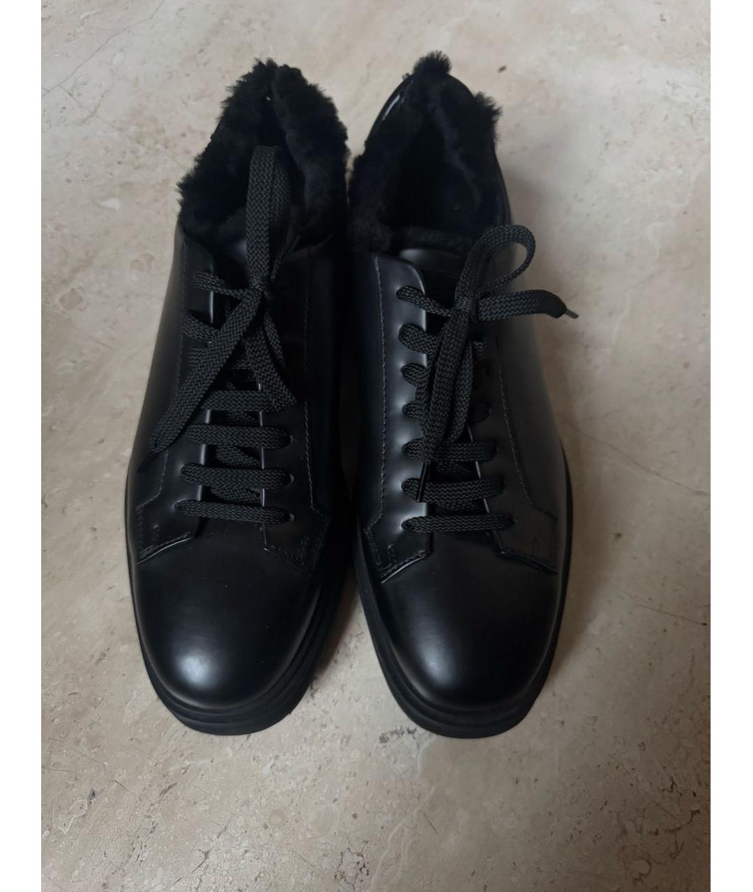 SANTONI Черные кожаные низкие ботинки, фото 2