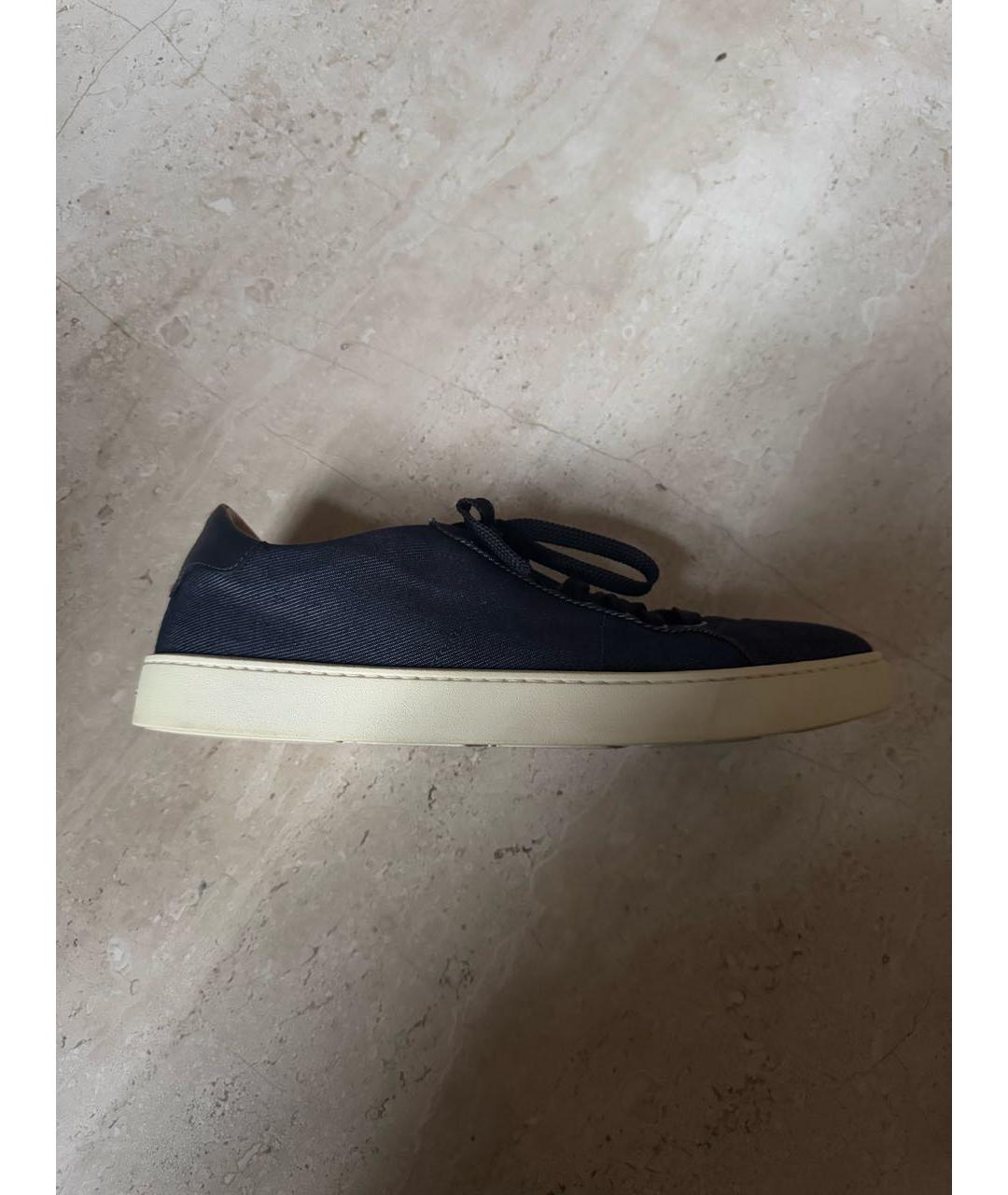 SANTONI Темно-синие текстильные низкие кроссовки / кеды, фото 6