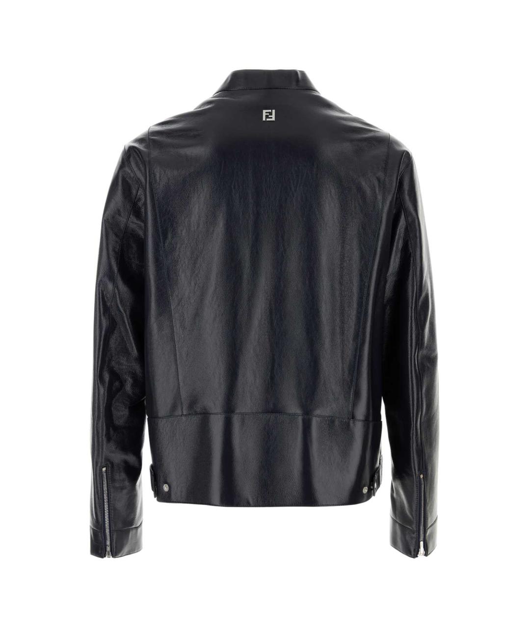 FENDI Темно-синяя кожаная куртка, фото 2