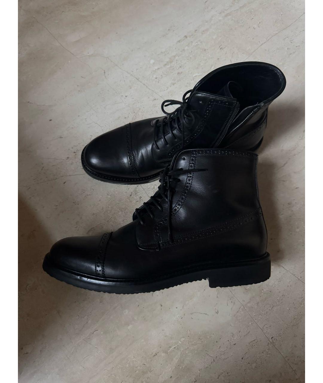 ERMENEGILDO ZEGNA XXX Черные кожаные высокие ботинки, фото 3