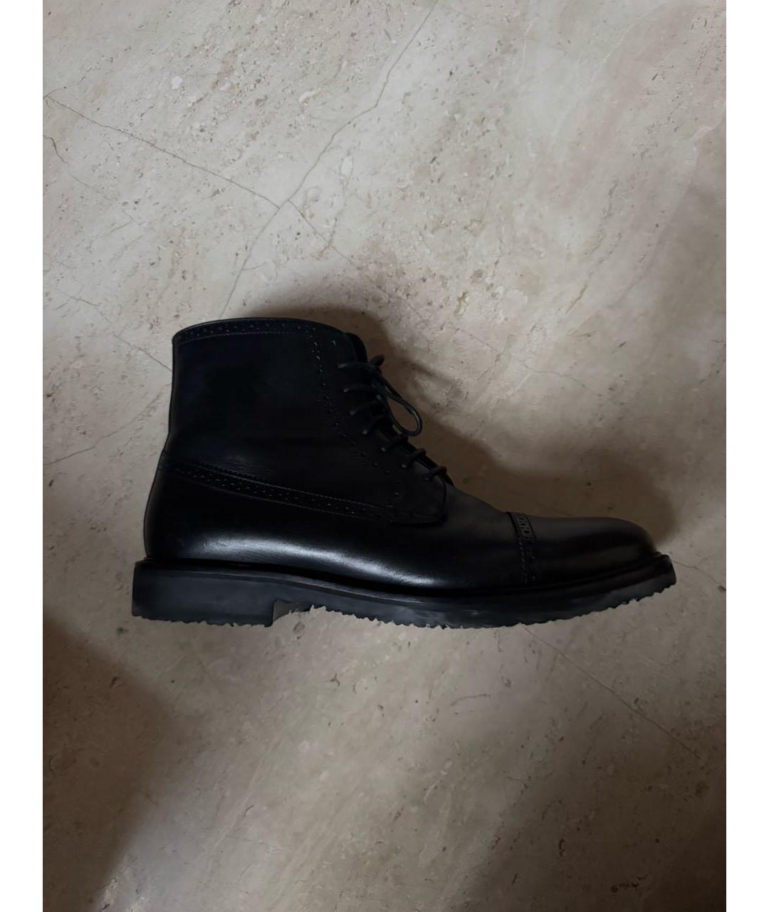 ERMENEGILDO ZEGNA XXX Черные кожаные высокие ботинки, фото 6