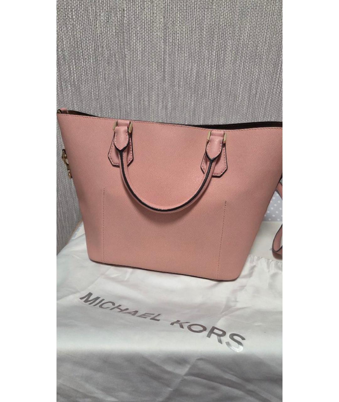 MICHAEL KORS Коралловая кожаная сумка через плечо, фото 2