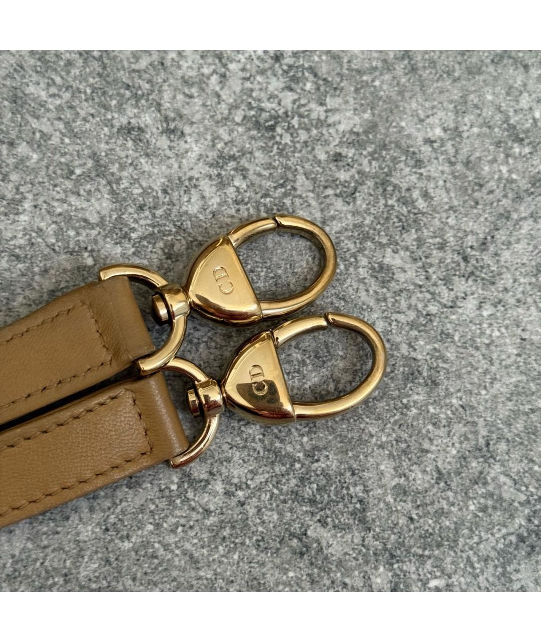 CHRISTIAN DIOR Бежевая кожаная сумка с короткими ручками, фото 6