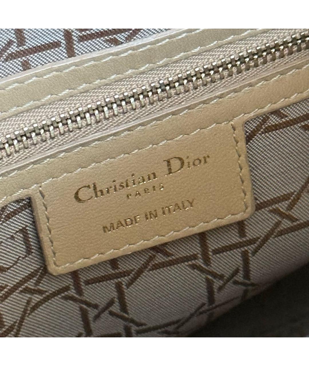 CHRISTIAN DIOR Бежевая кожаная сумка с короткими ручками, фото 5