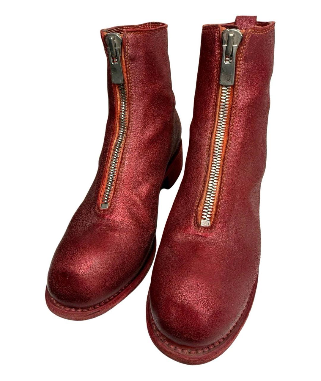 GUIDI Красные ботильоны, фото 4