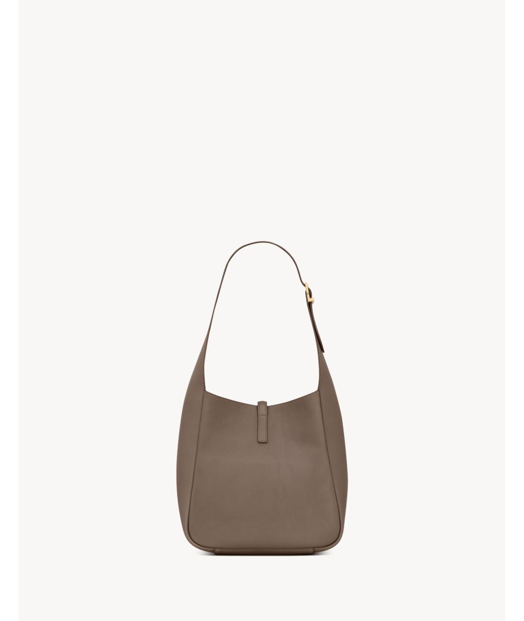 SAINT LAURENT Коричневая кожаная сумка через плечо, фото 3