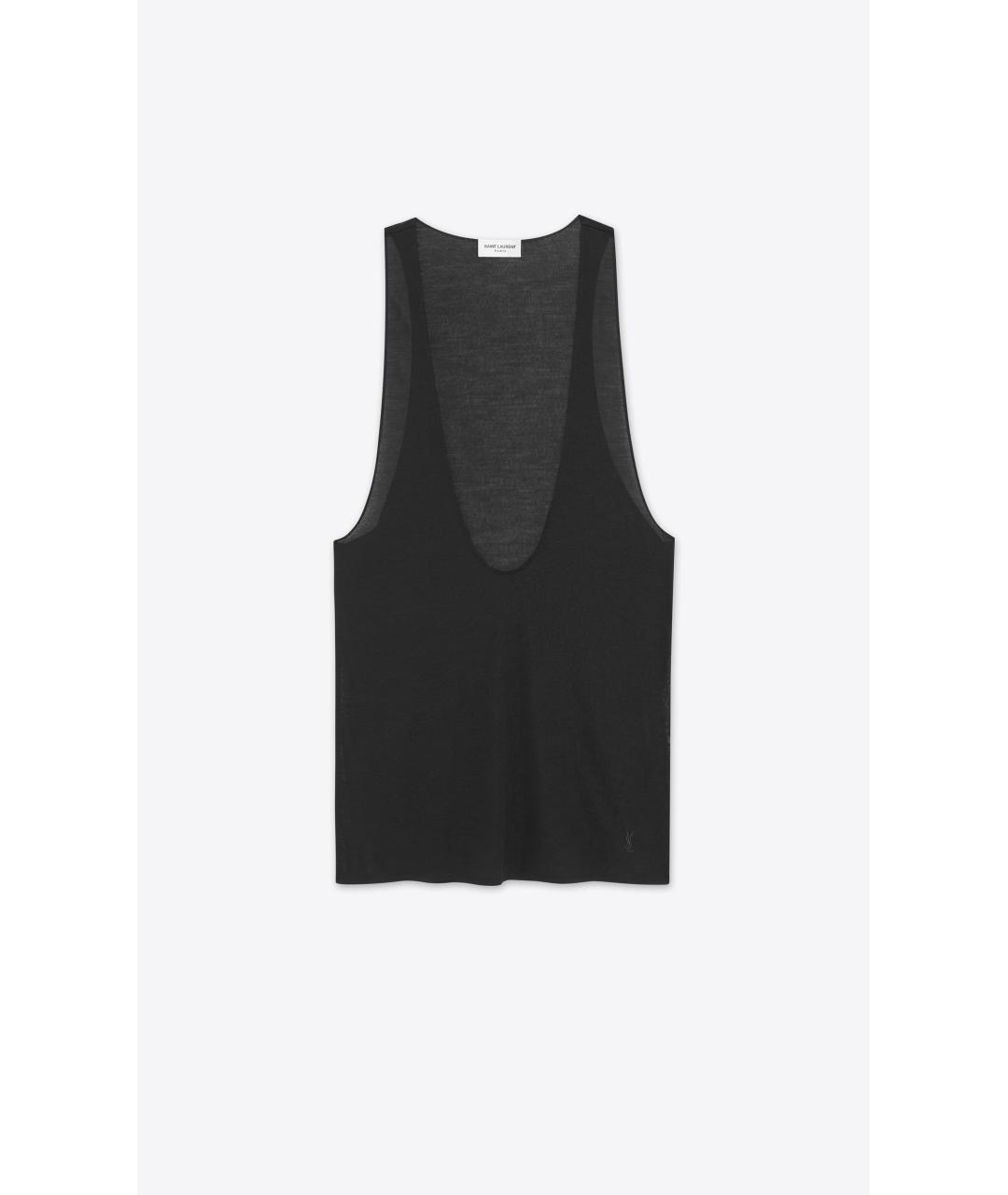 SAINT LAURENT Черная шелковая майка, фото 4