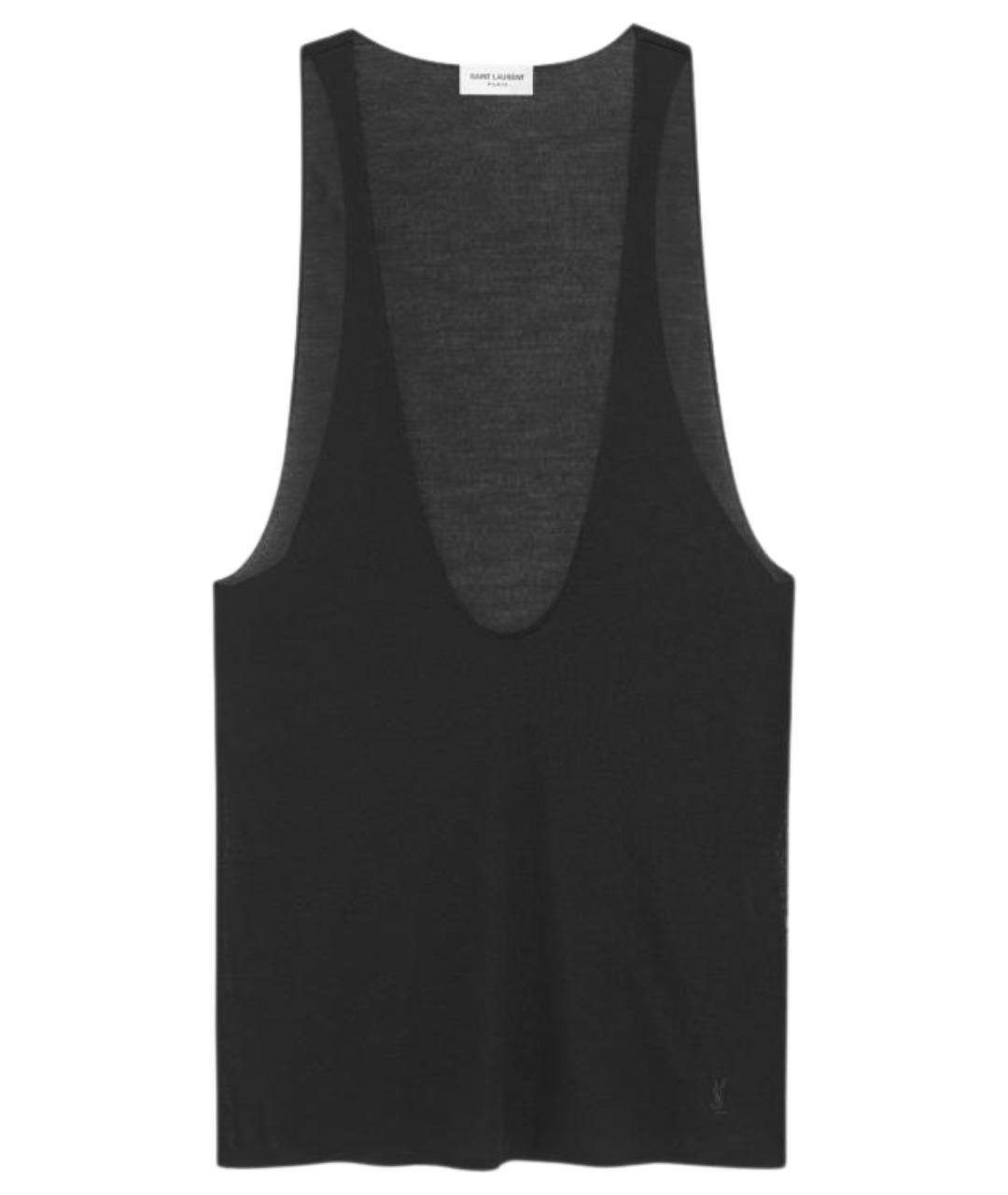 SAINT LAURENT Черная шелковая майка, фото 1