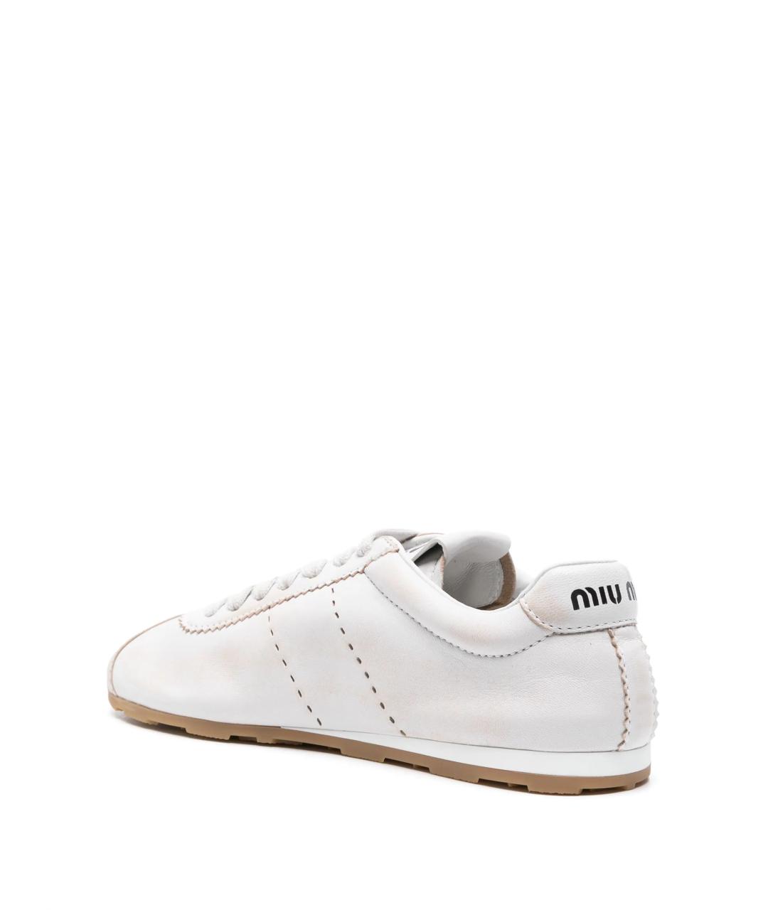 MIU MIU Белые кожаные кроссовки, фото 4