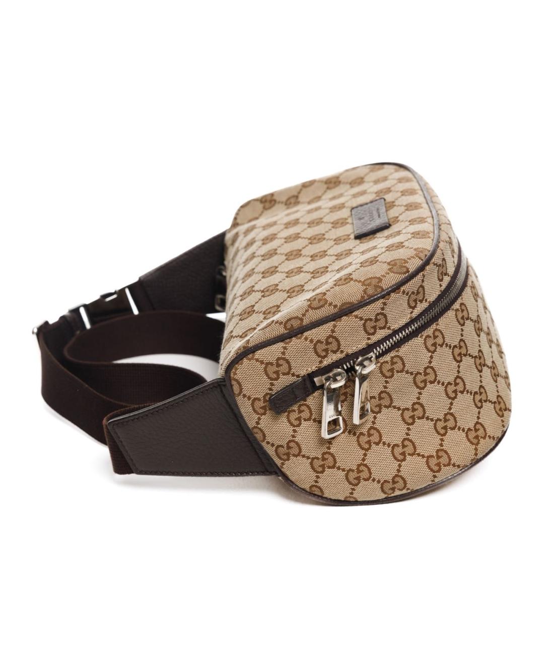 GUCCI Коричневая жаккардовая поясная сумка, фото 6