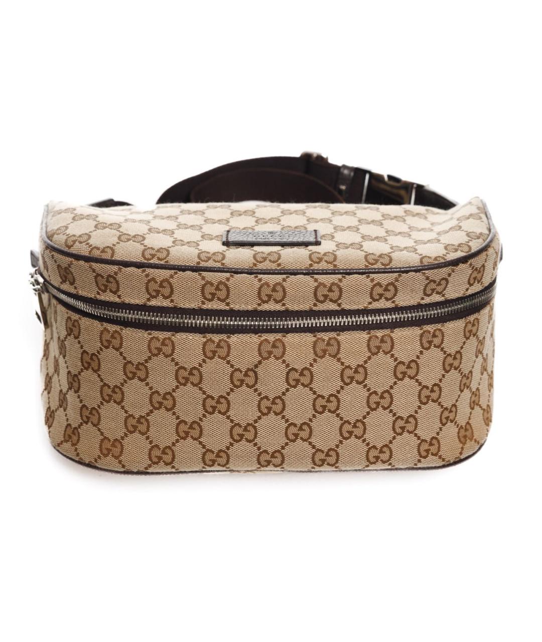 GUCCI Коричневая жаккардовая поясная сумка, фото 9