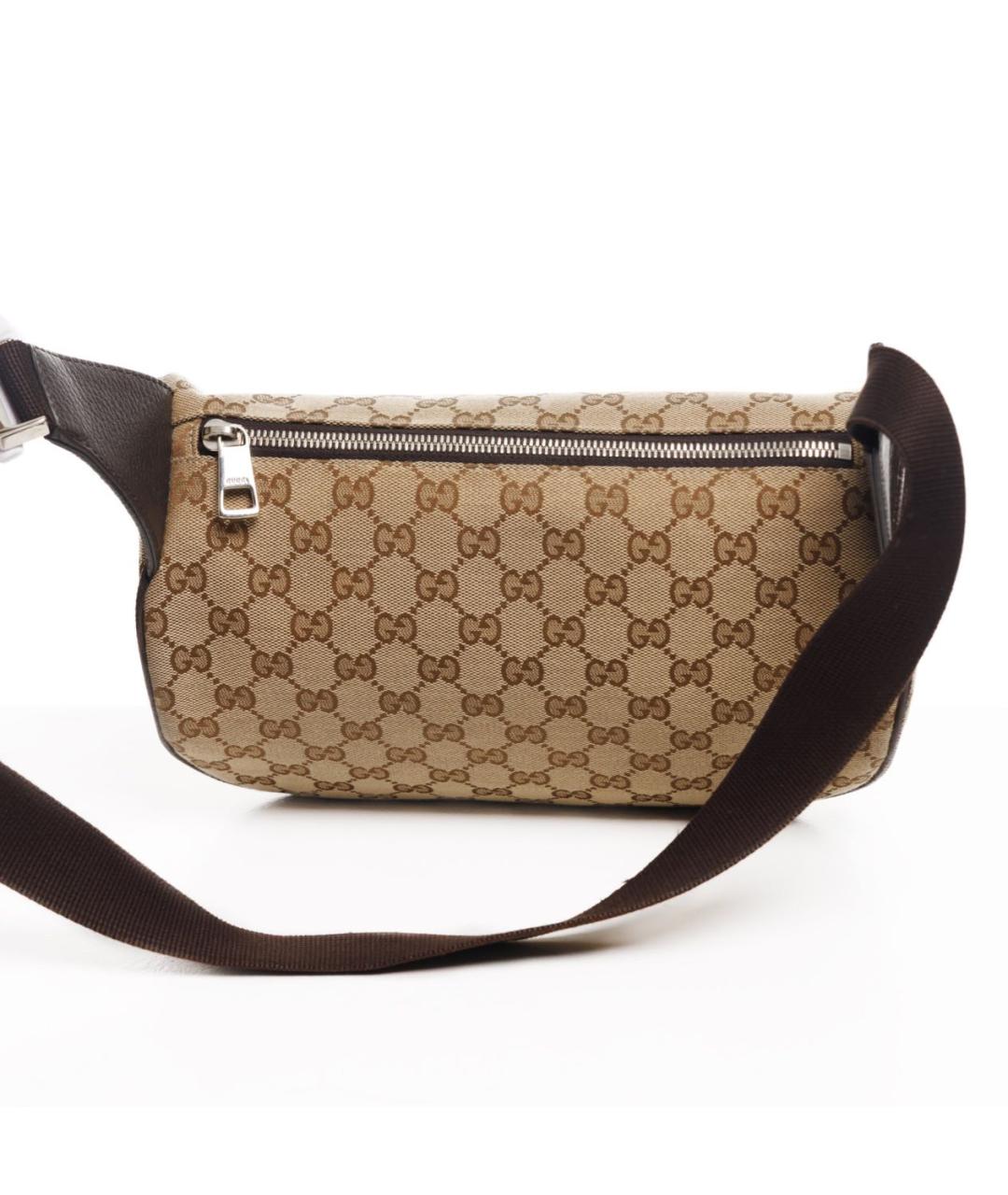 GUCCI Коричневая жаккардовая поясная сумка, фото 2