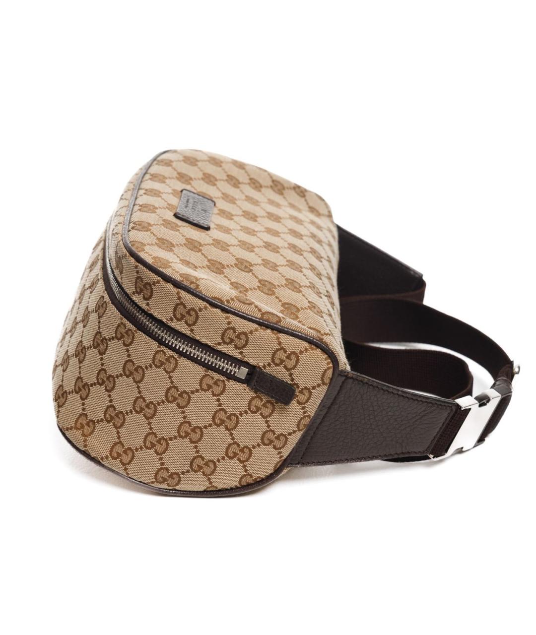 GUCCI Коричневая жаккардовая поясная сумка, фото 5