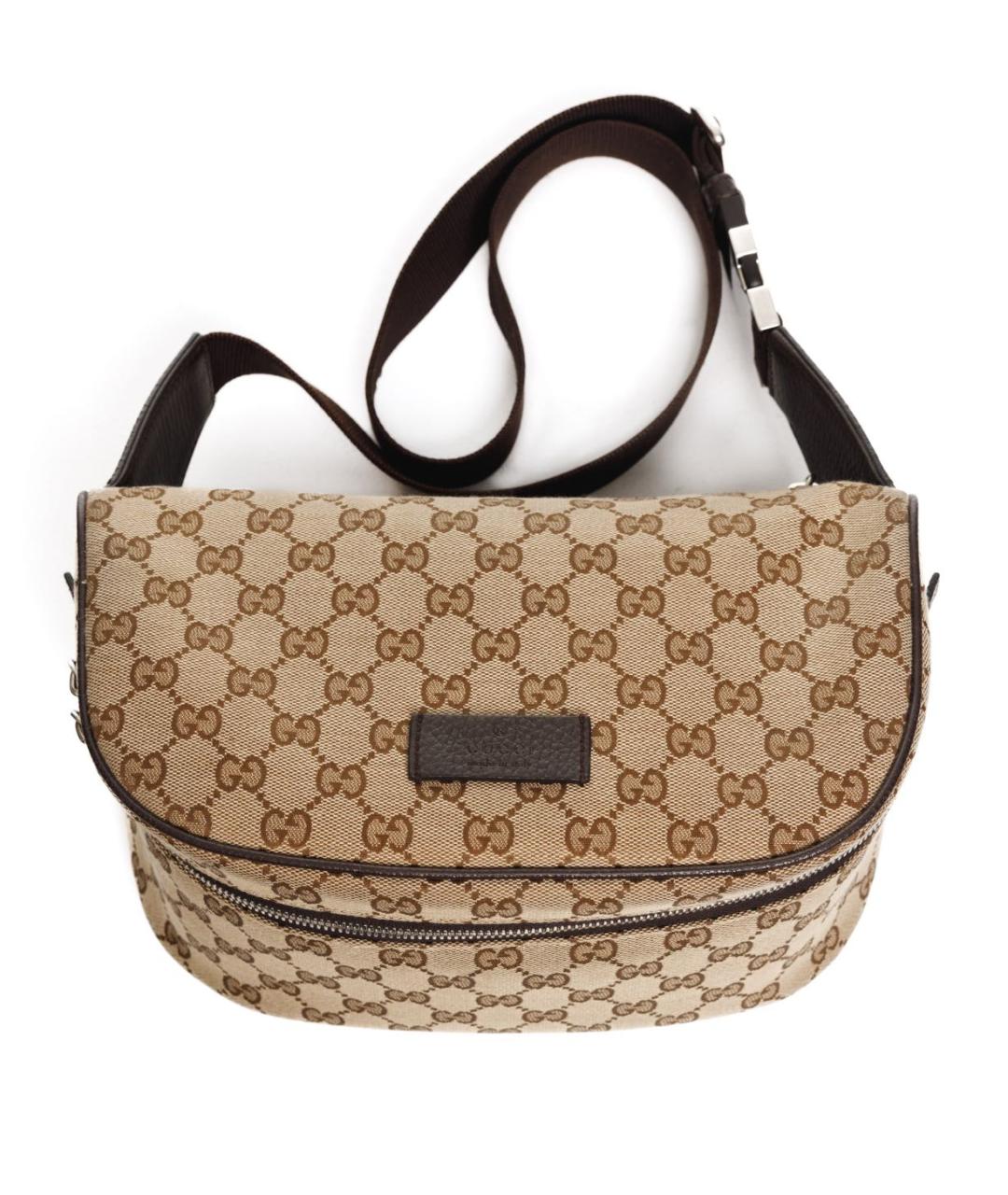 GUCCI Коричневая жаккардовая поясная сумка, фото 3