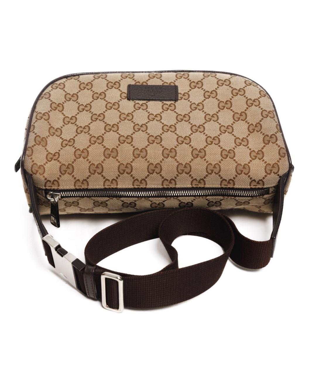 GUCCI Коричневая жаккардовая поясная сумка, фото 7