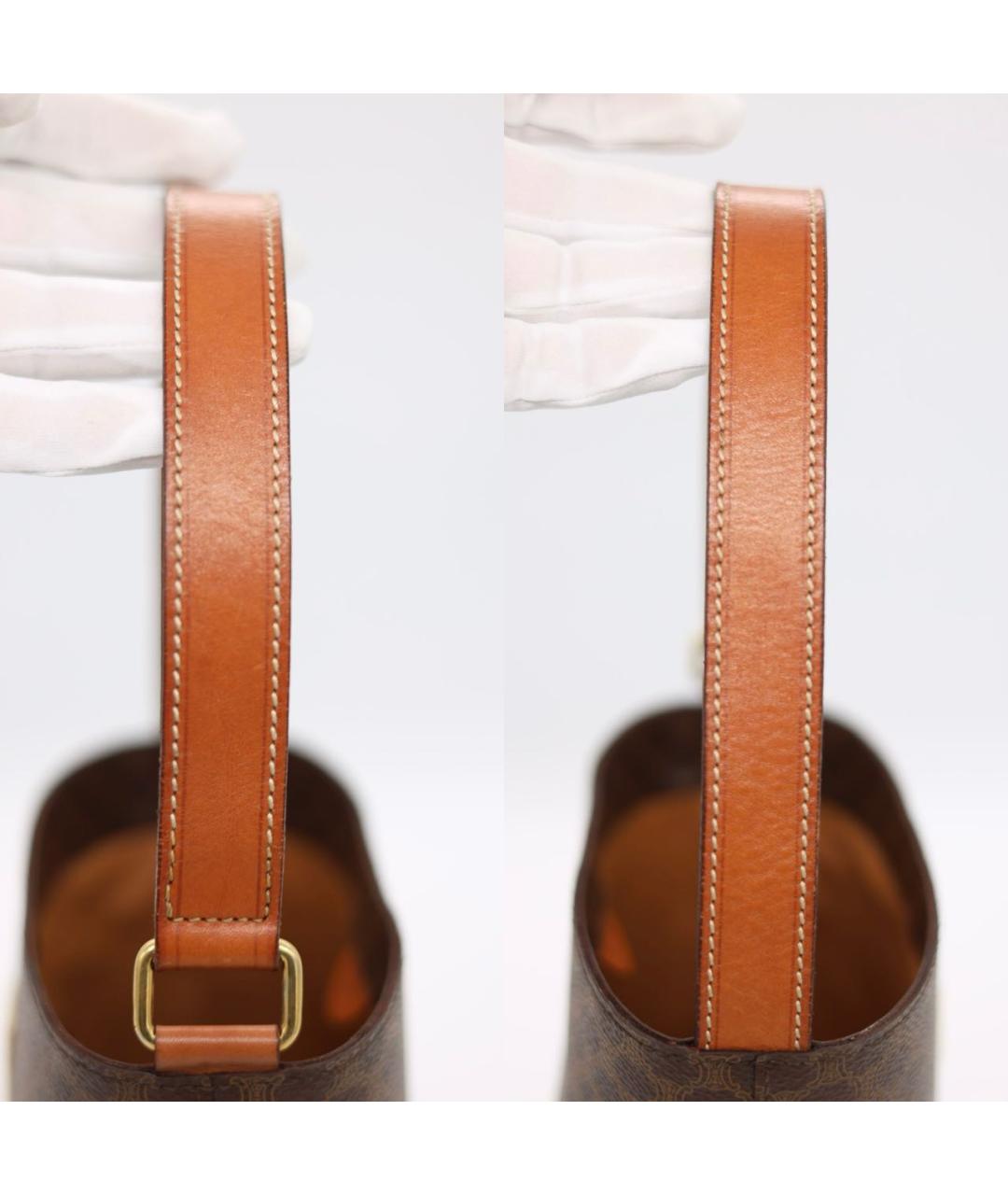 CELINE Коричневая кожаная сумка через плечо, фото 4