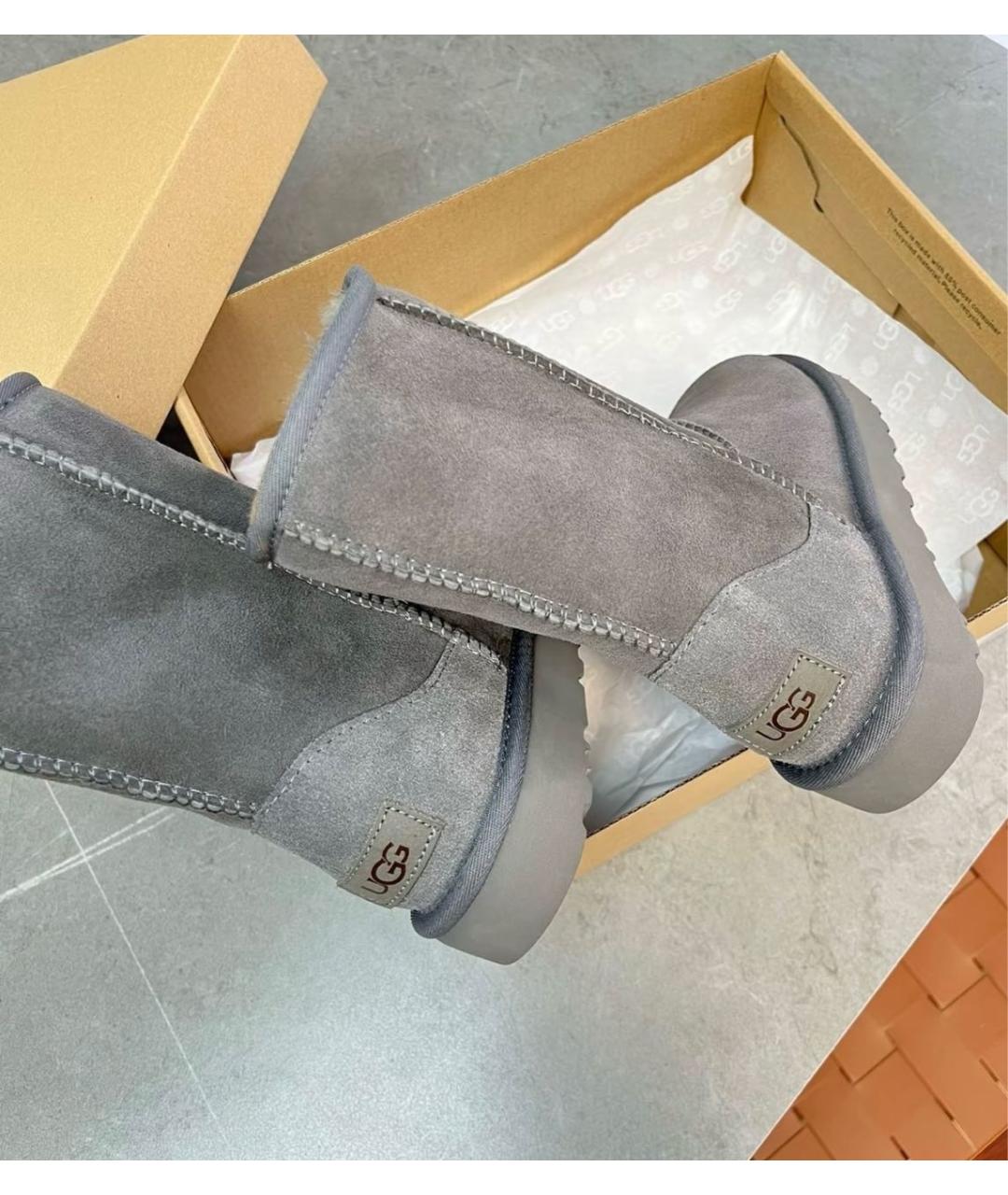 UGG AUSTRALIA Серые замшевые полусапоги, фото 6