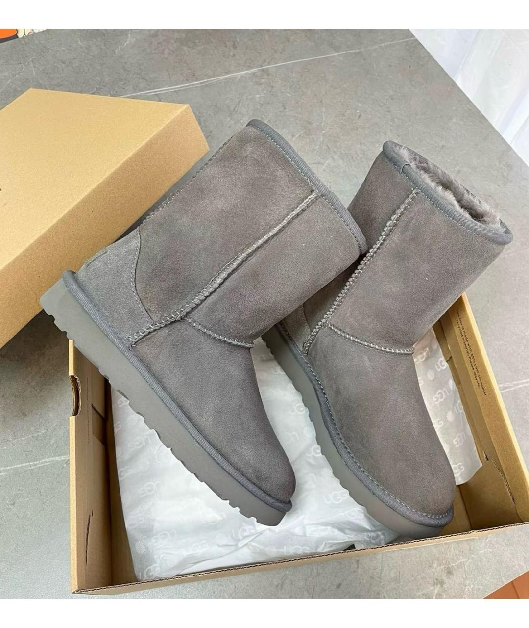 UGG AUSTRALIA Серые замшевые полусапоги, фото 7