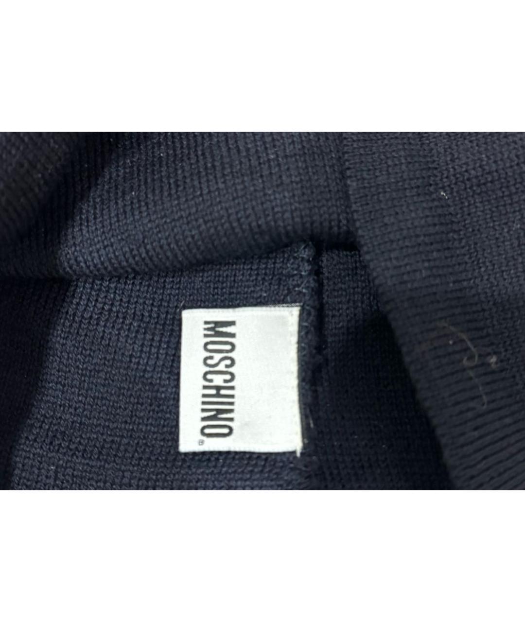 MOSCHINO Темно-синяя шерстяная шапка, фото 3