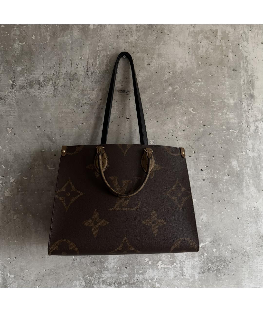 LOUIS VUITTON Коричневая кожаная сумка с короткими ручками, фото 3