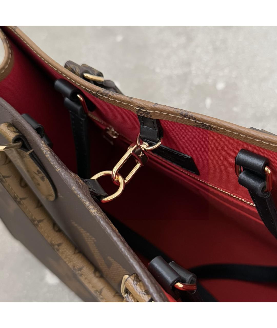 LOUIS VUITTON Коричневая кожаная сумка с короткими ручками, фото 5