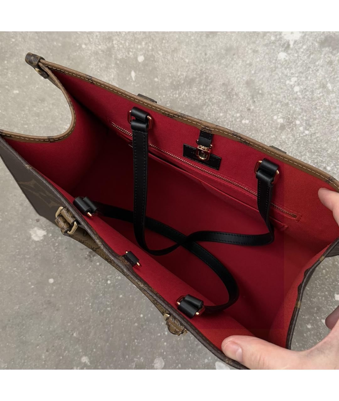 LOUIS VUITTON Коричневая кожаная сумка с короткими ручками, фото 9