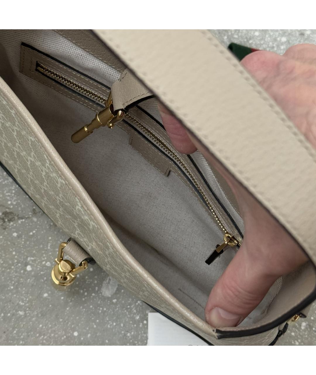 GUCCI Бежевая кожаная сумка через плечо, фото 9