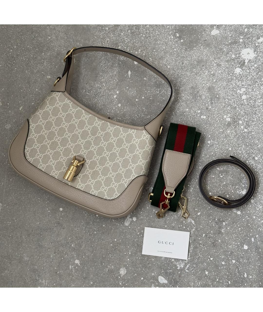 GUCCI Бежевая кожаная сумка через плечо, фото 8