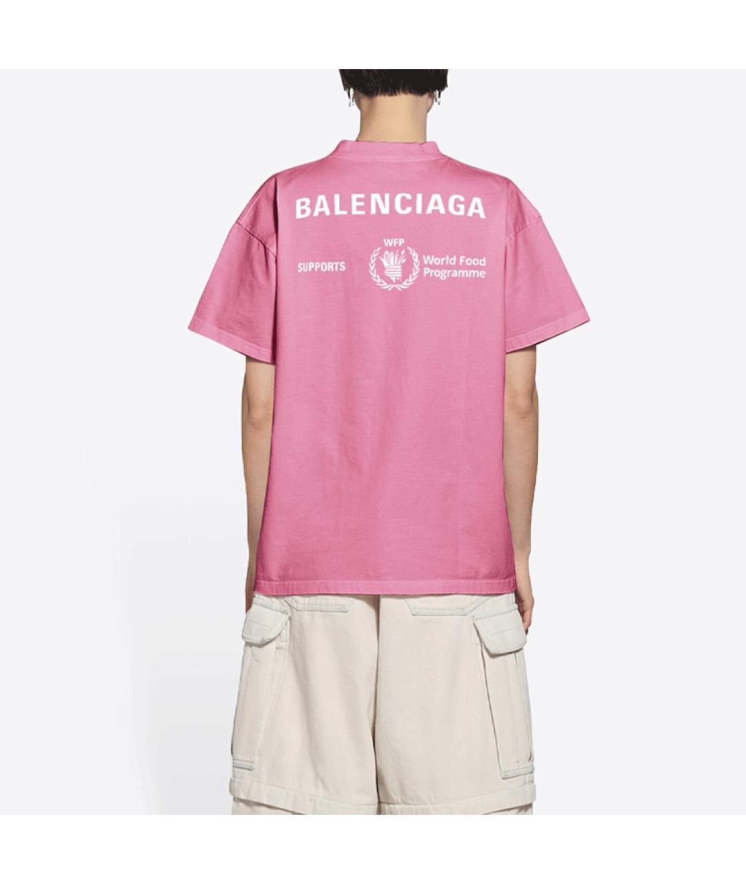 BALENCIAGA Розовая хлопковая футболка, фото 6