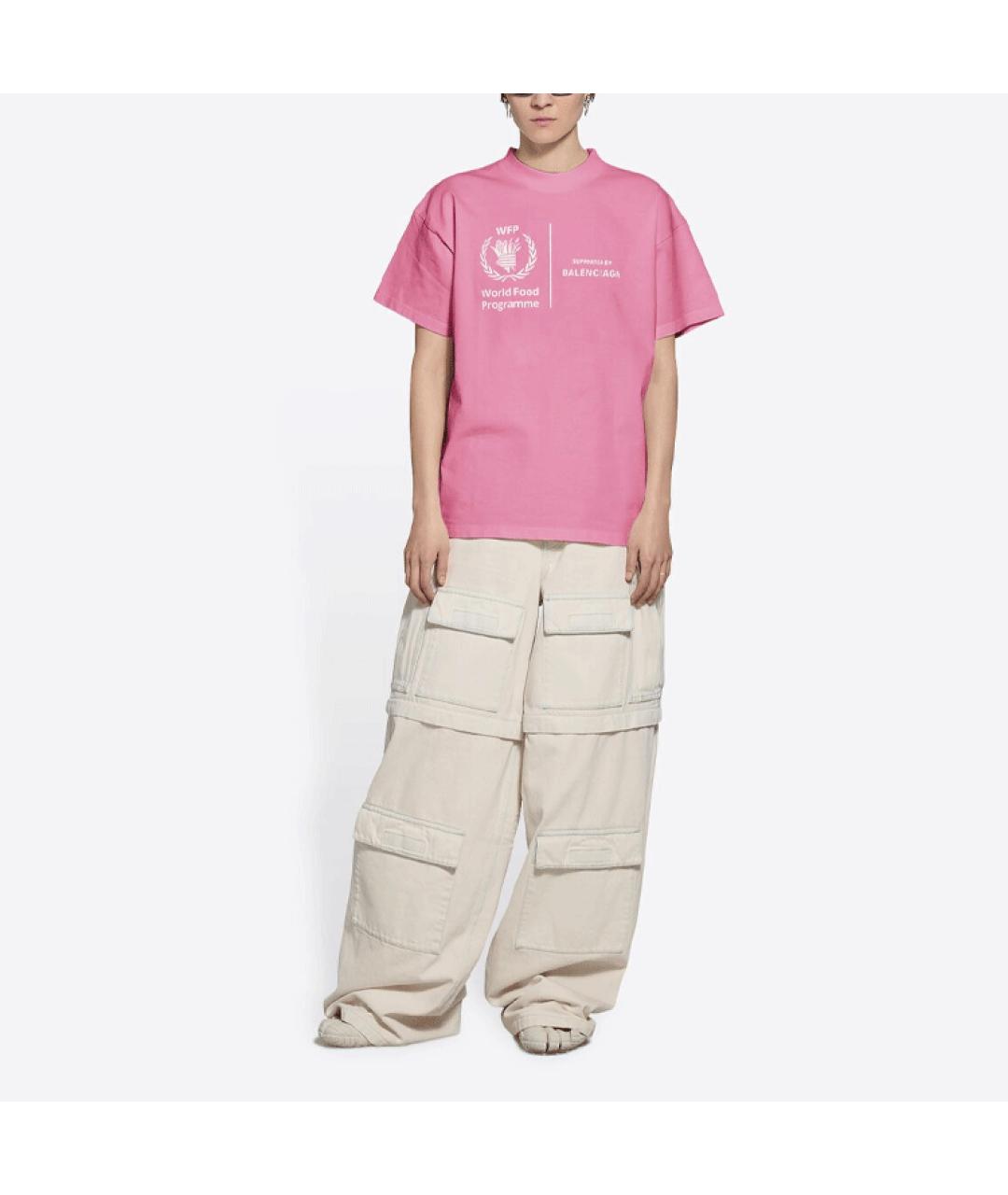 BALENCIAGA Розовая хлопковая футболка, фото 4