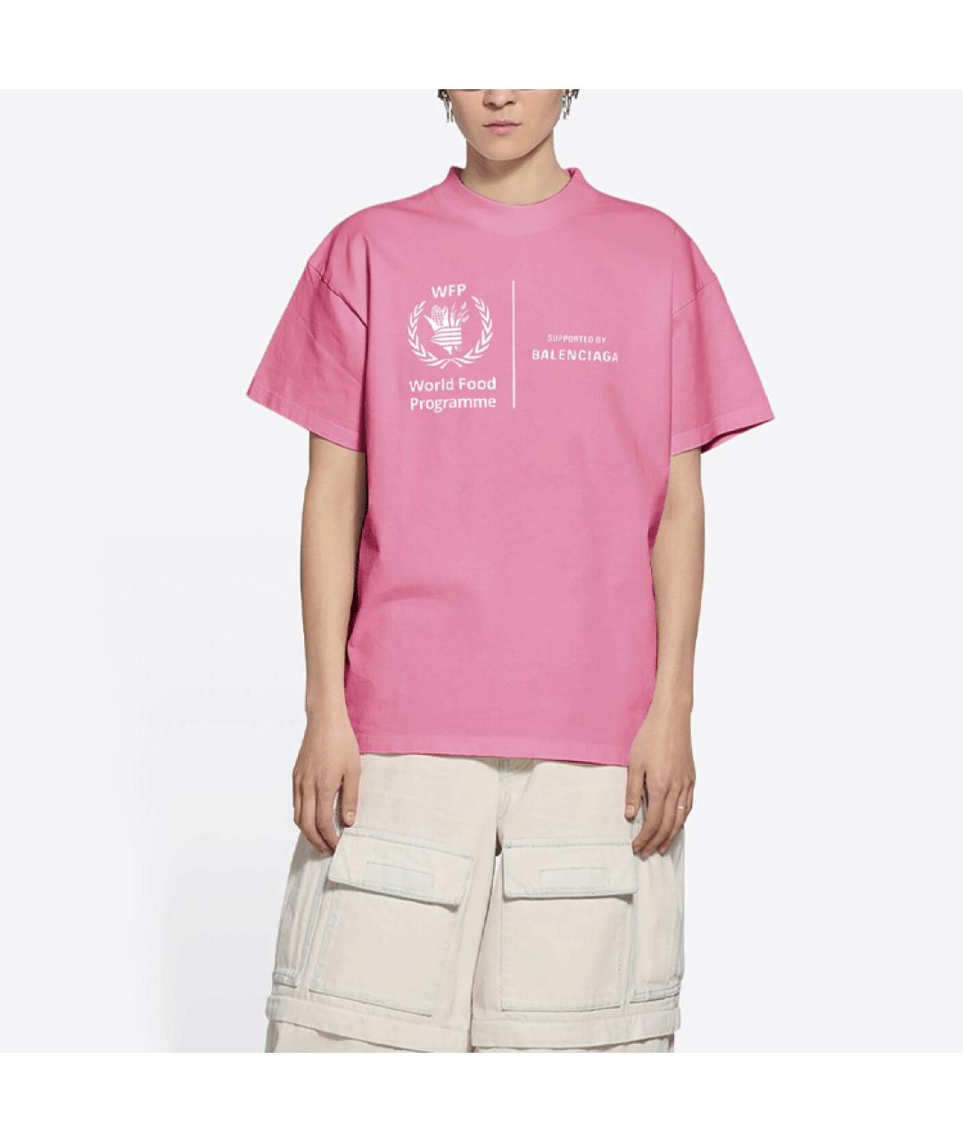 BALENCIAGA Розовая хлопковая футболка, фото 5