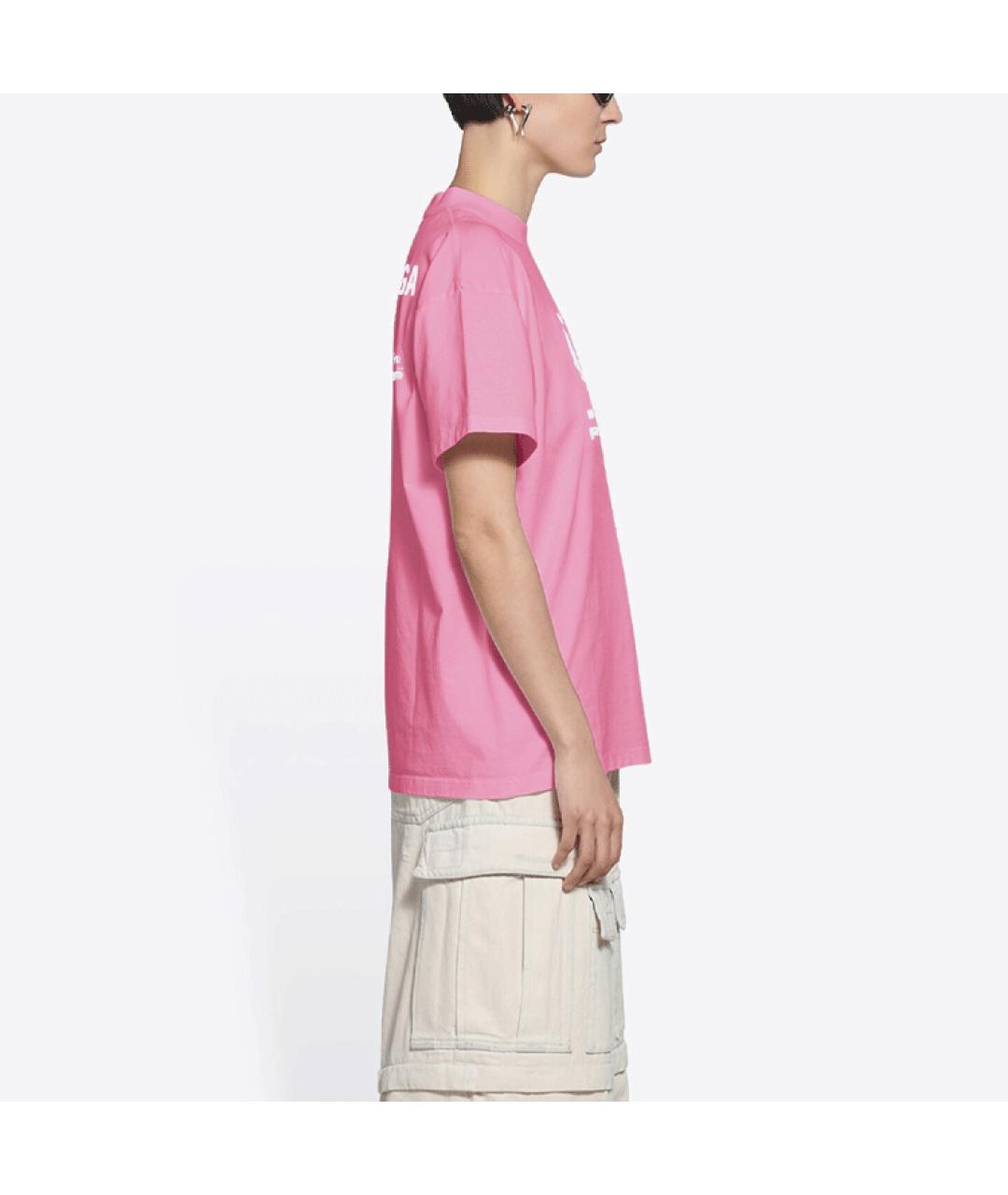 BALENCIAGA Розовая хлопковая футболка, фото 3