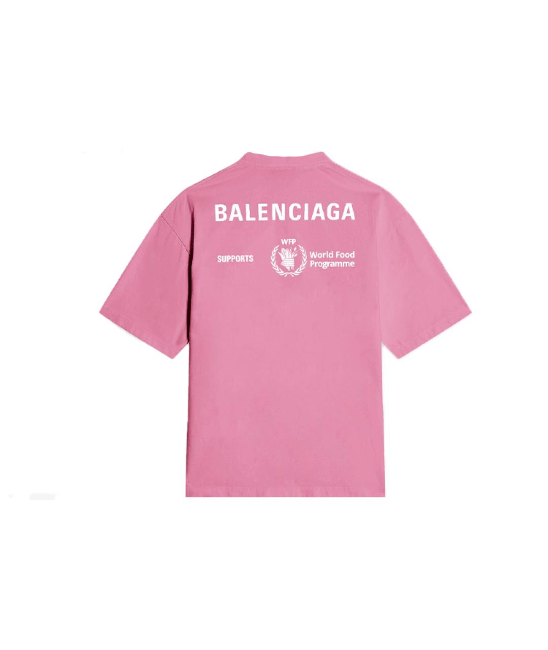 BALENCIAGA Розовая хлопковая футболка, фото 2