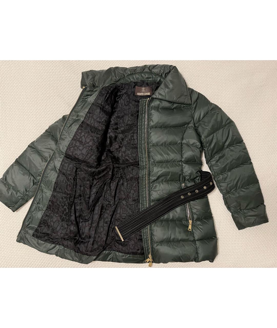 ROBERTO CAVALLI Зеленая полиамидовая куртка, фото 7
