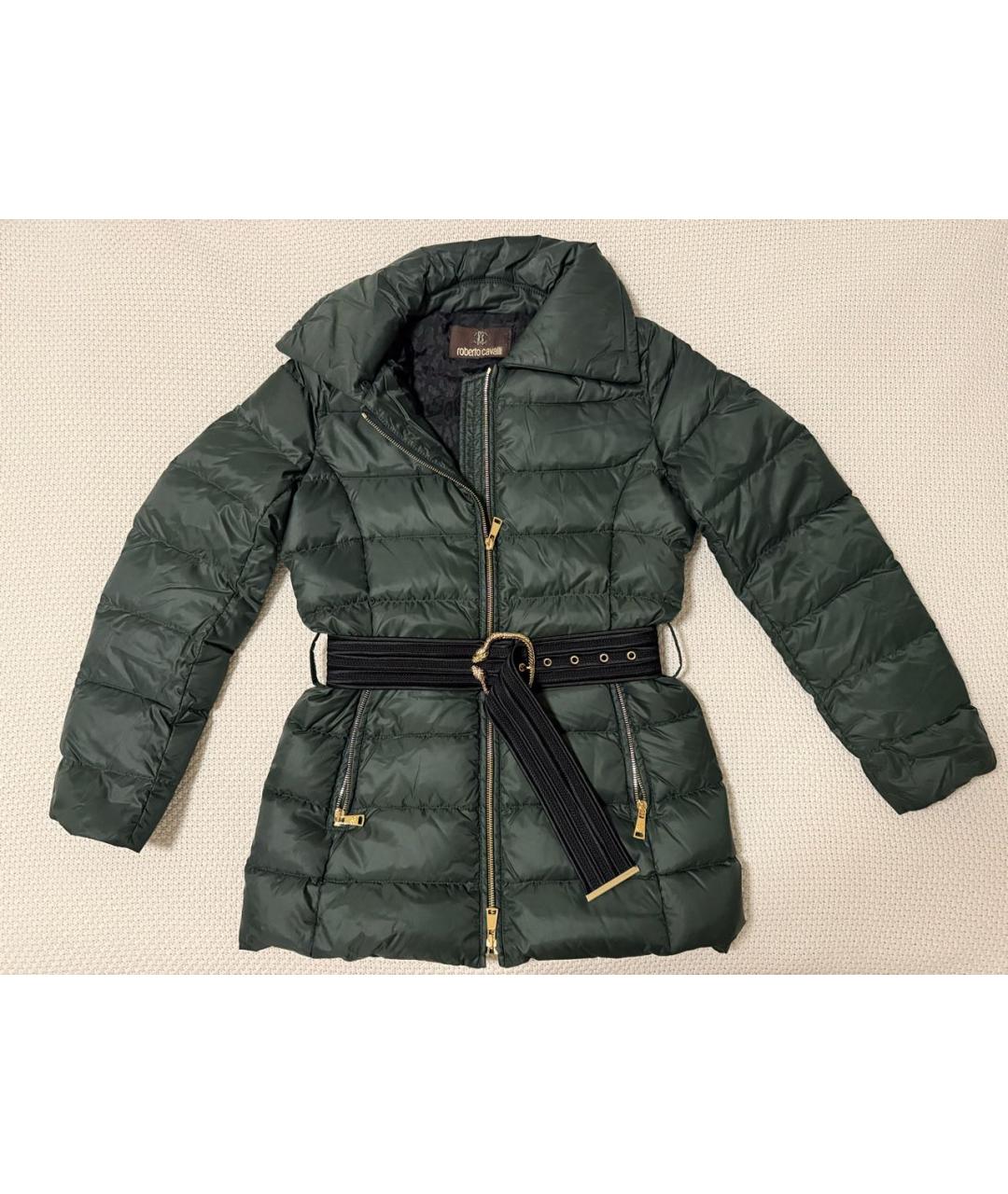 ROBERTO CAVALLI Зеленая полиамидовая куртка, фото 3