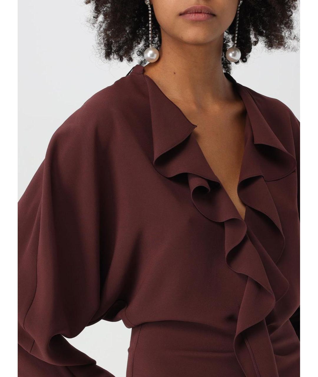 PHILOSOPHY DI LORENZO SERAFINI Бордовое коктейльное платье, фото 3