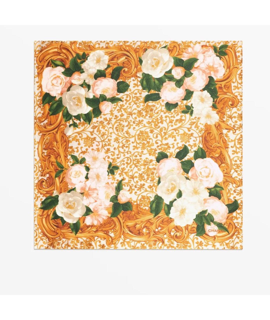 CHANEL Бежевый шелковый платок, фото 9