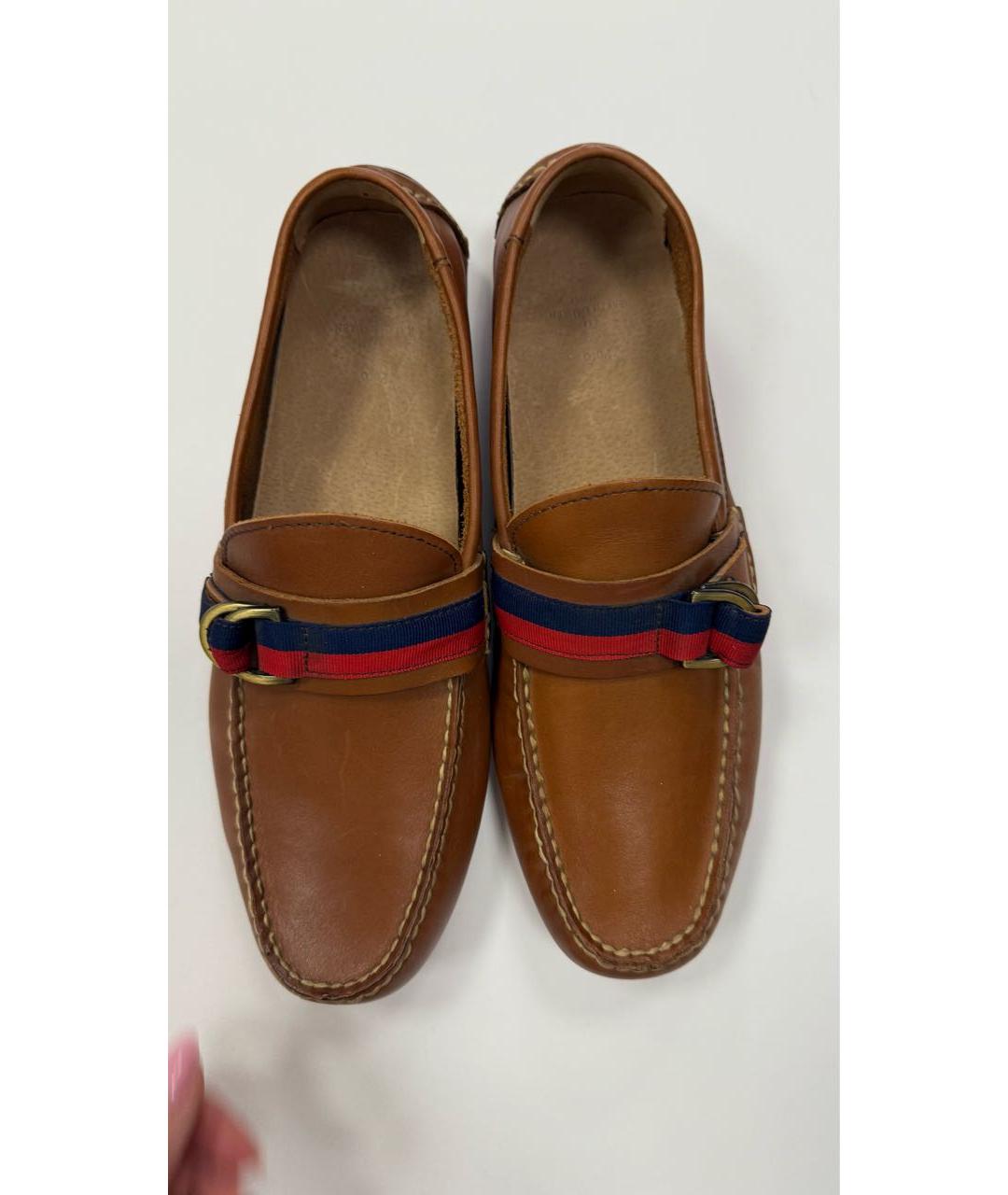 POLO RALPH LAUREN Оранжевое кожаные мокасины, фото 3