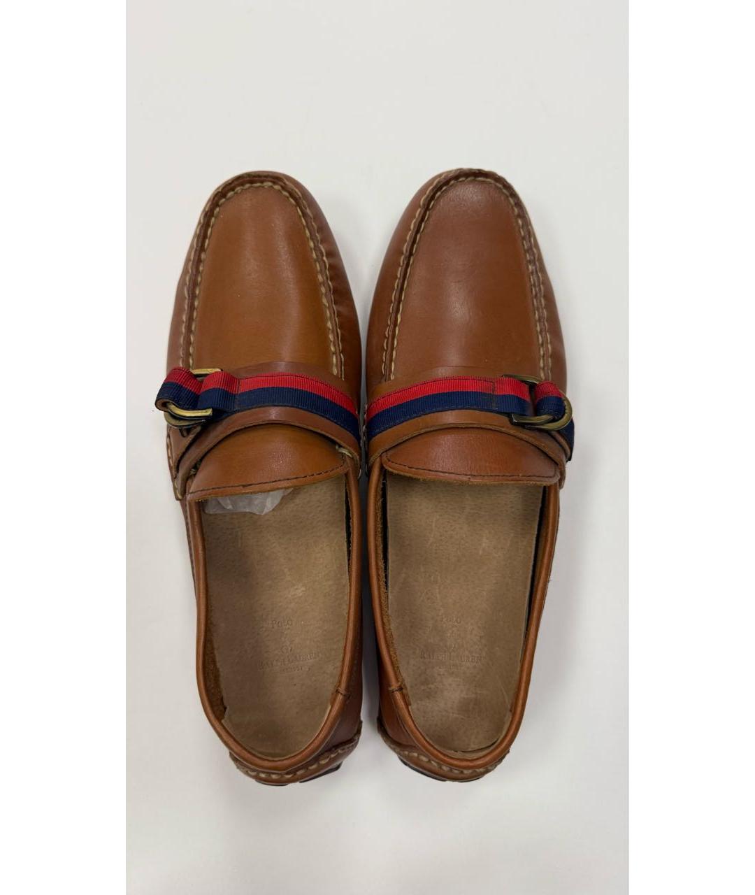 POLO RALPH LAUREN Оранжевое кожаные мокасины, фото 2
