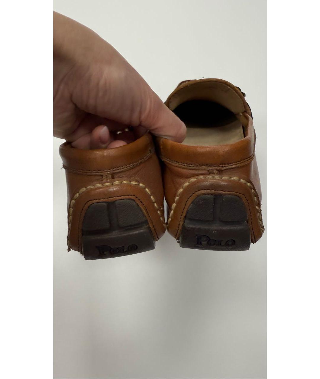 POLO RALPH LAUREN Оранжевое кожаные мокасины, фото 4