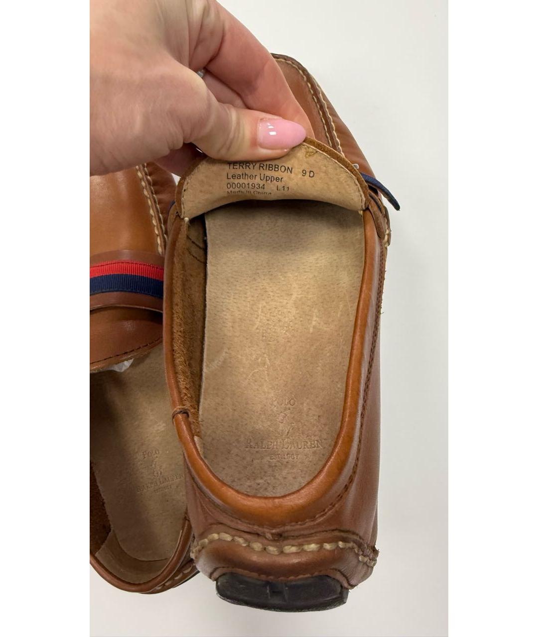 POLO RALPH LAUREN Оранжевое кожаные мокасины, фото 5