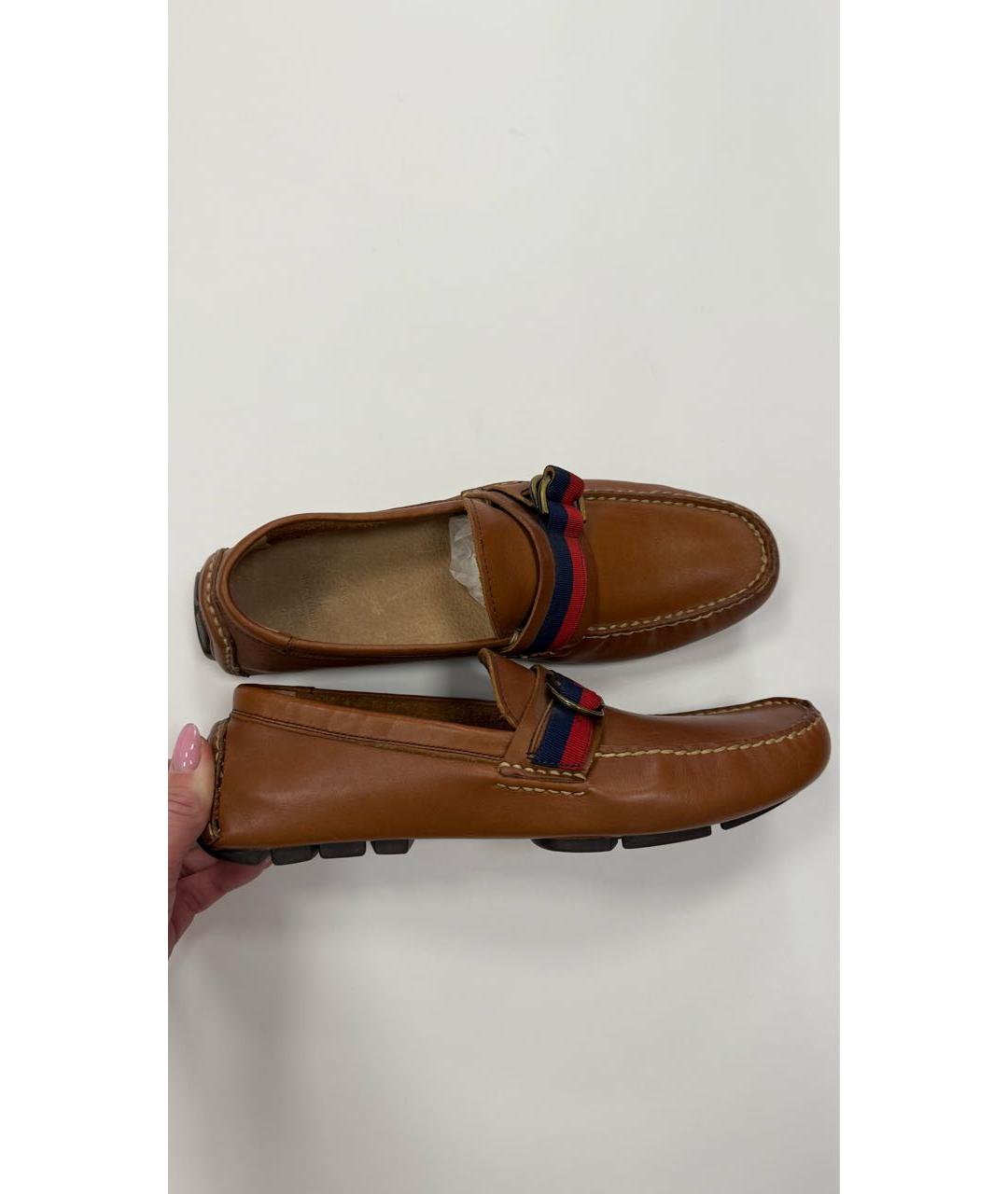 POLO RALPH LAUREN Оранжевое кожаные мокасины, фото 6