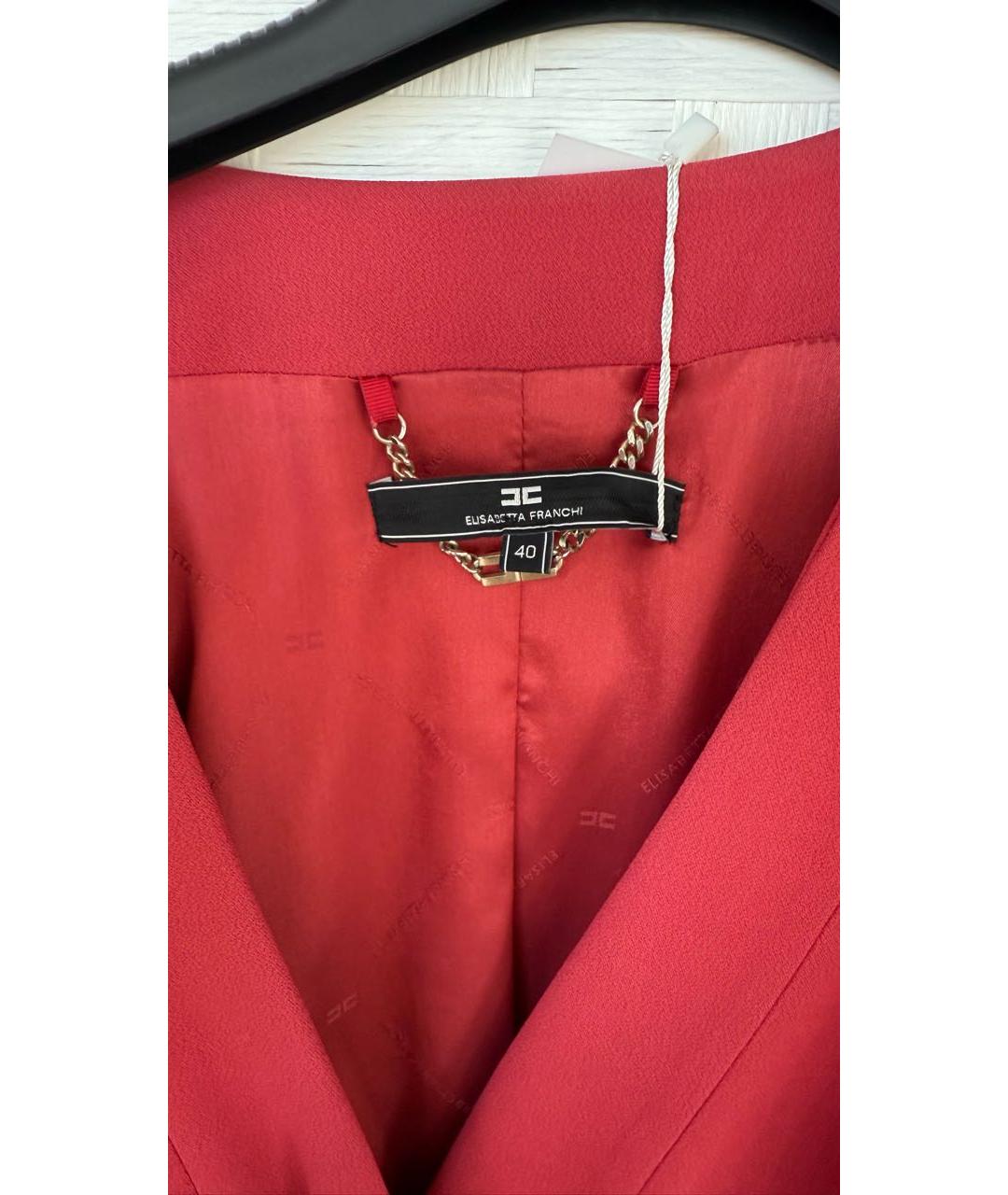 ELISABETTA FRANCHI Коралловый вискозный жакет/пиджак, фото 4