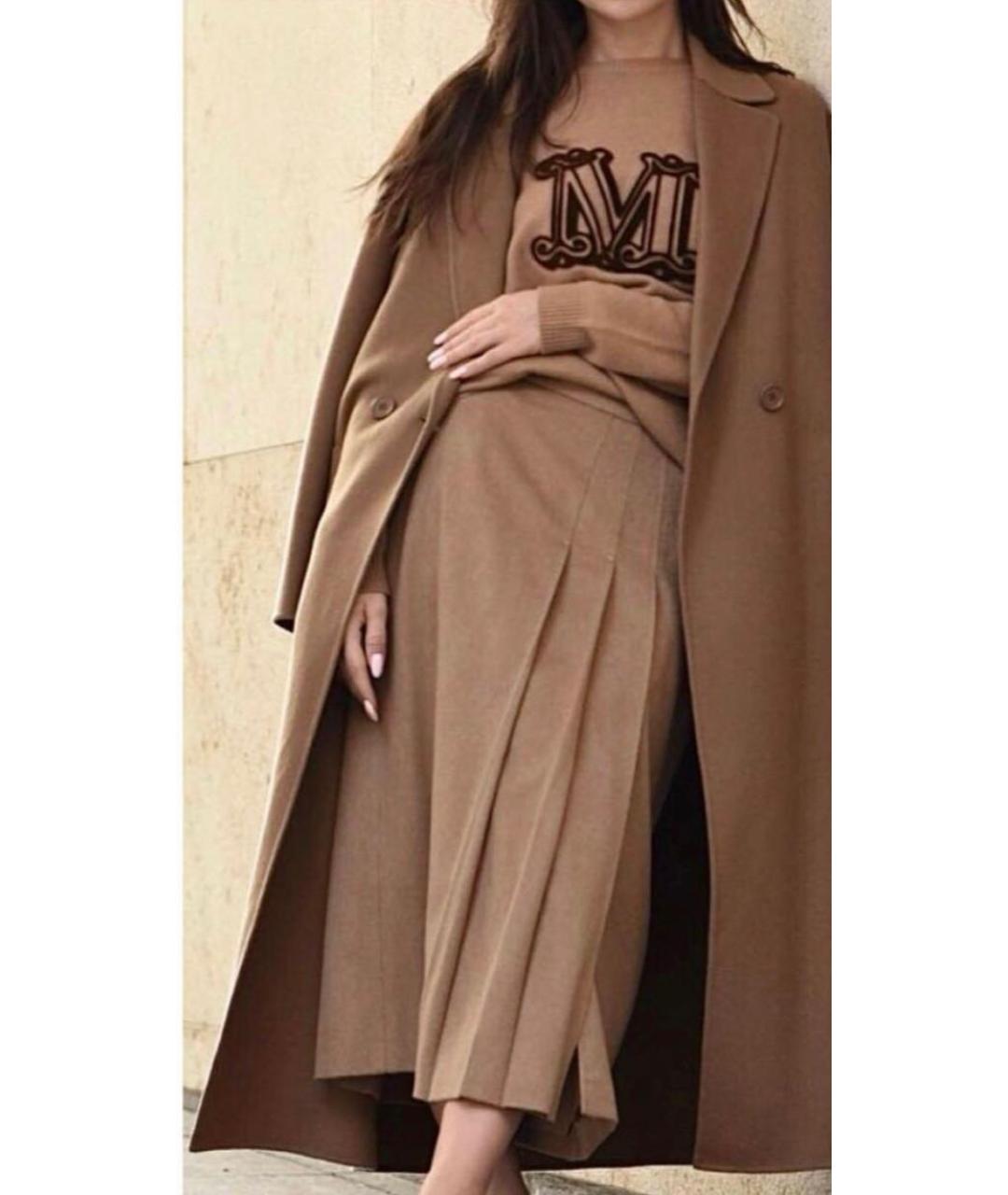 MAX MARA Бежевая шерстяная юбка миди, фото 3