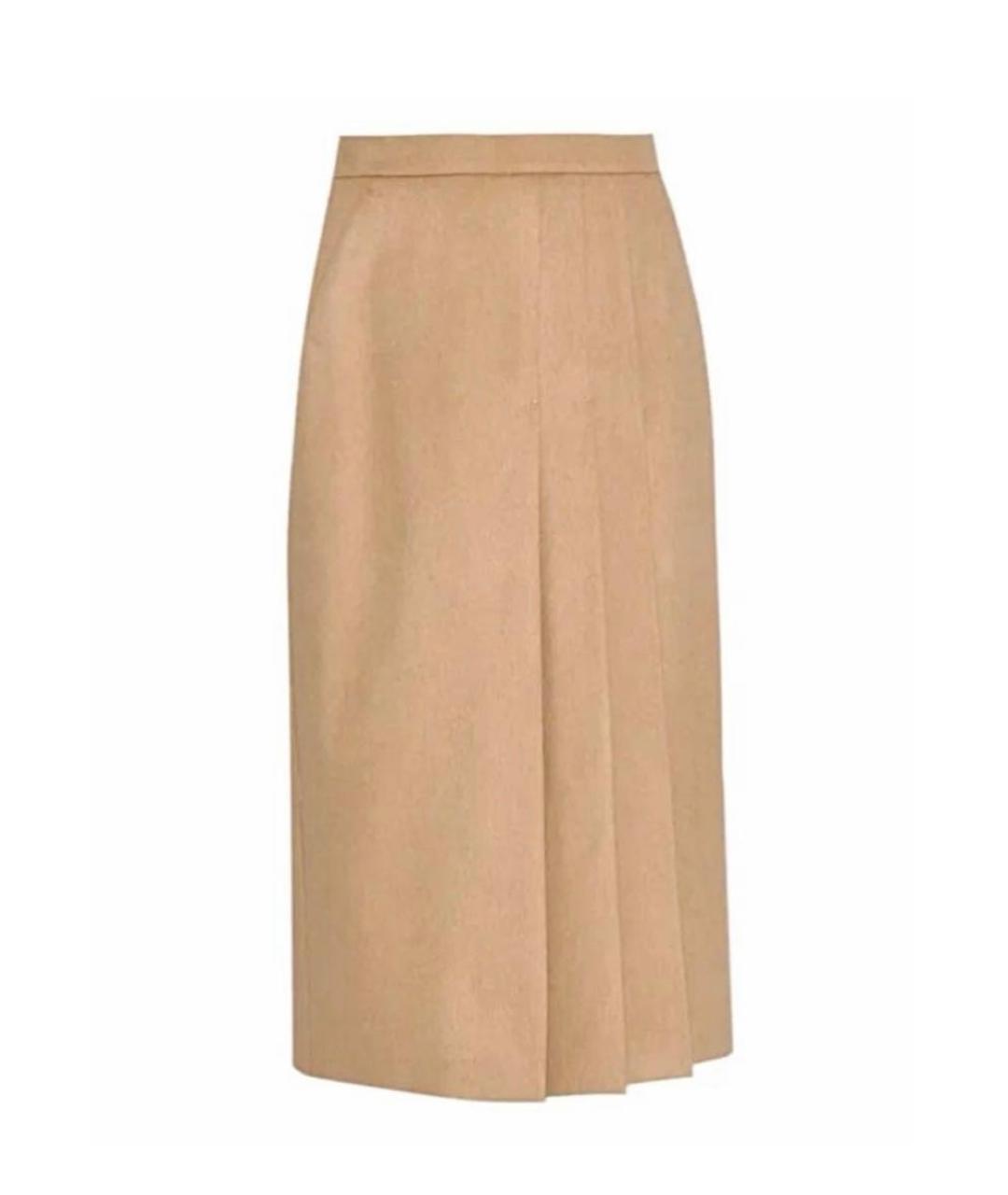 MAX MARA Бежевая шерстяная юбка миди, фото 1